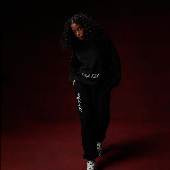 “Flight Club” Black Sweat Suit Lounge Set - Picture 3 of 6